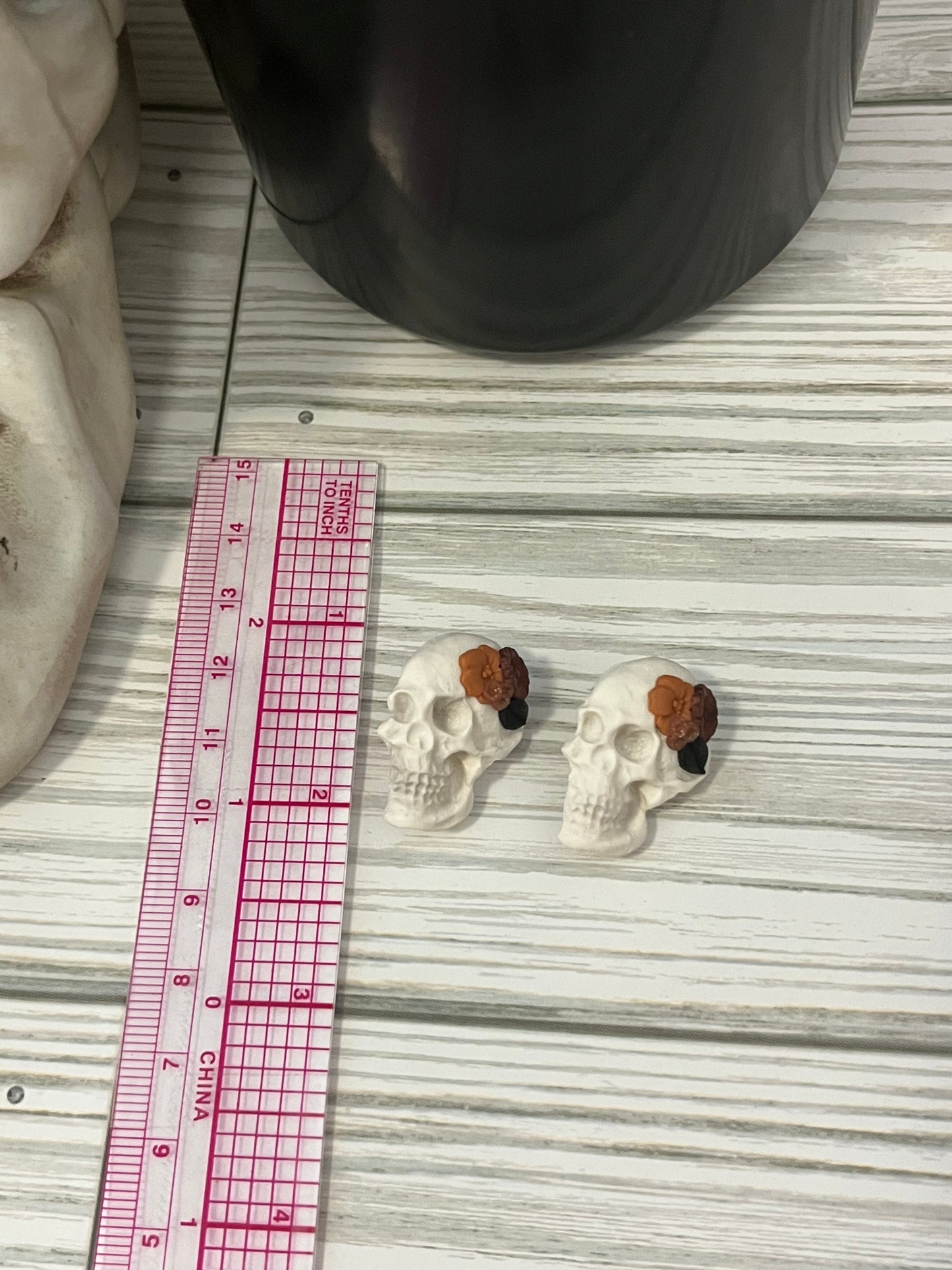 Flowered Skull Large Stud