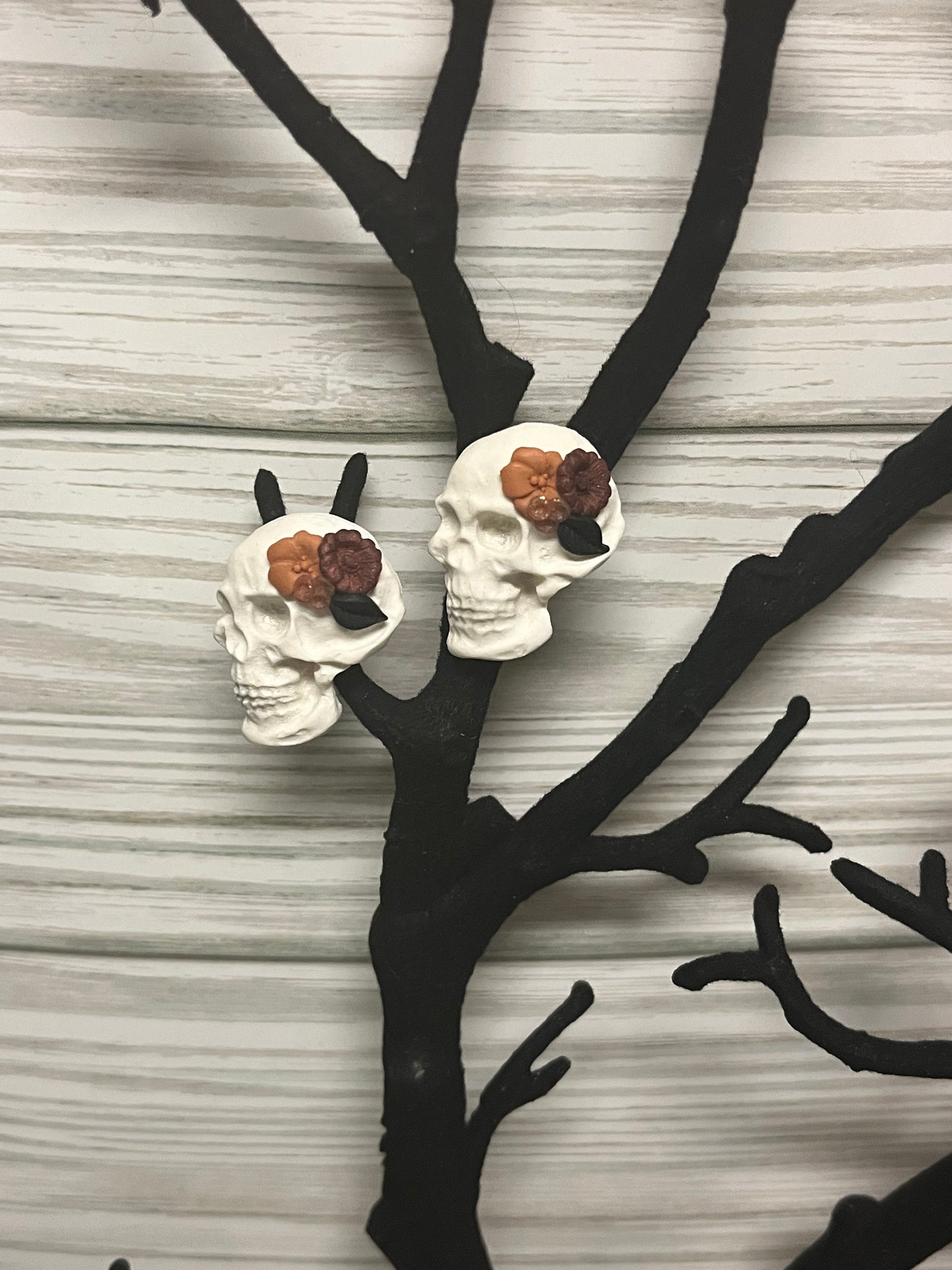 Flowered Skull Large Stud