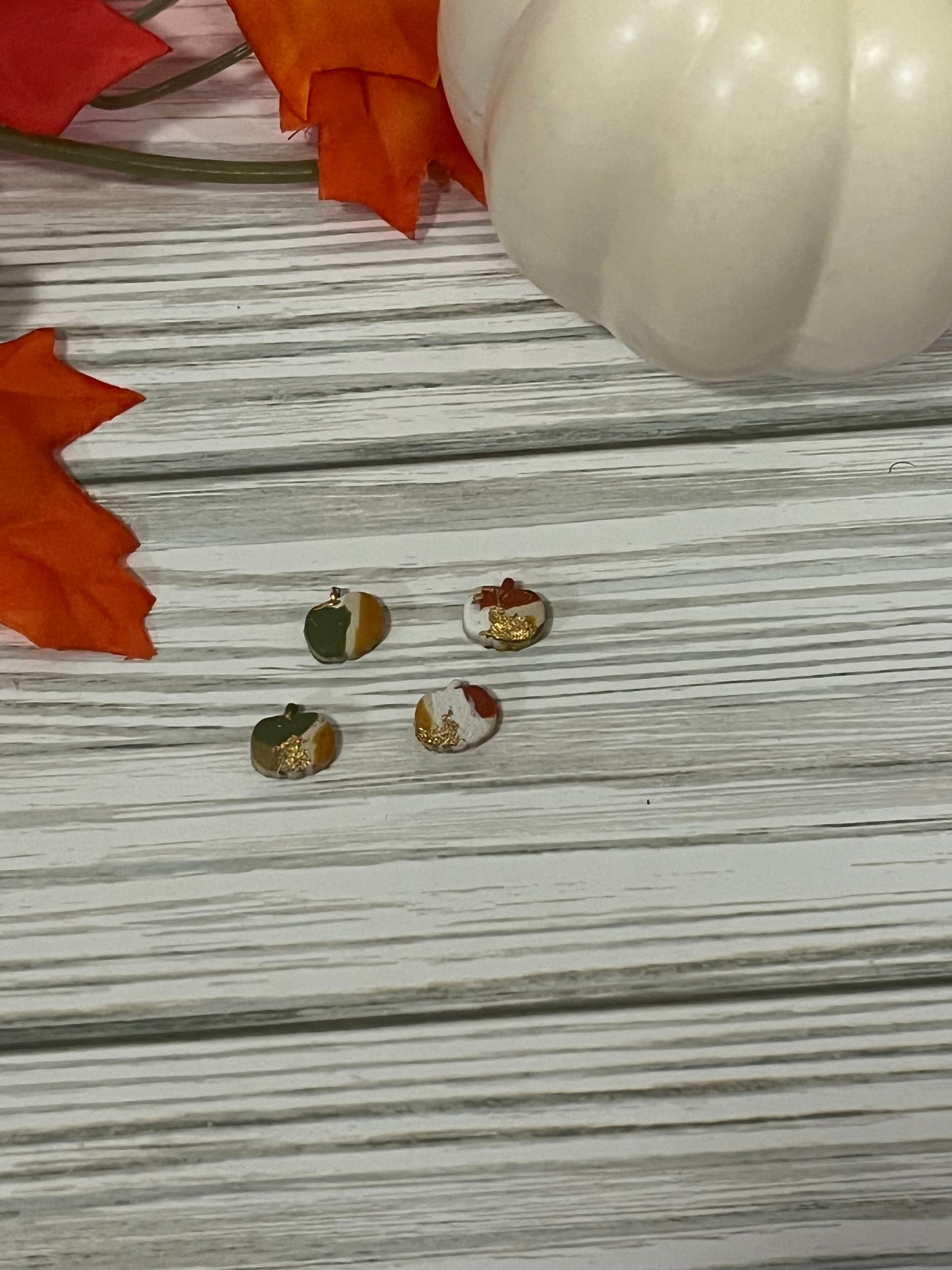 Fall Marble Pumpkin Stud