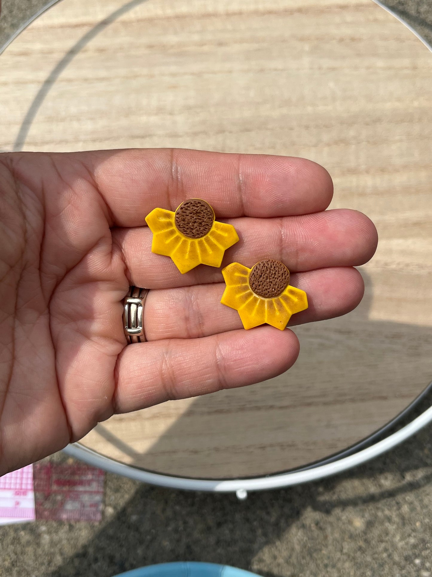 Half Sunflower Medium Stud