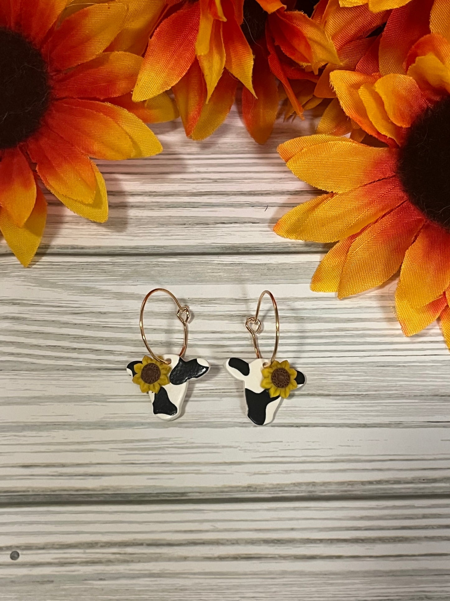 Cow with Sunflower Hoop