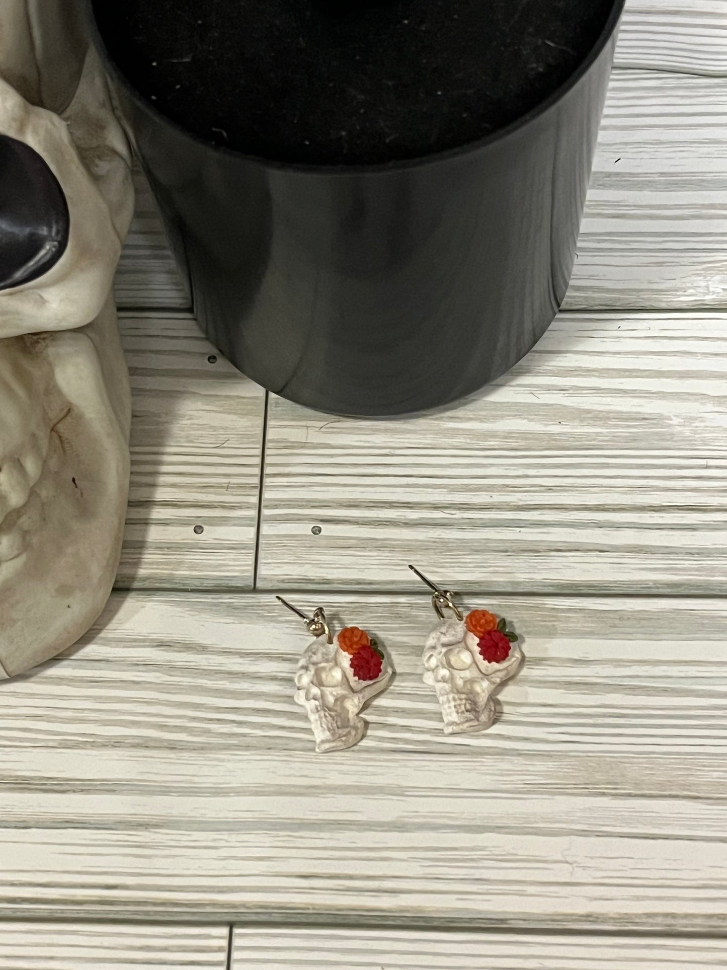 Flowered Skull Large Dangle