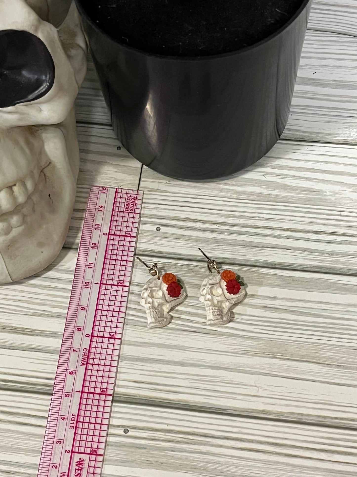 Flowered Skull Large Dangle