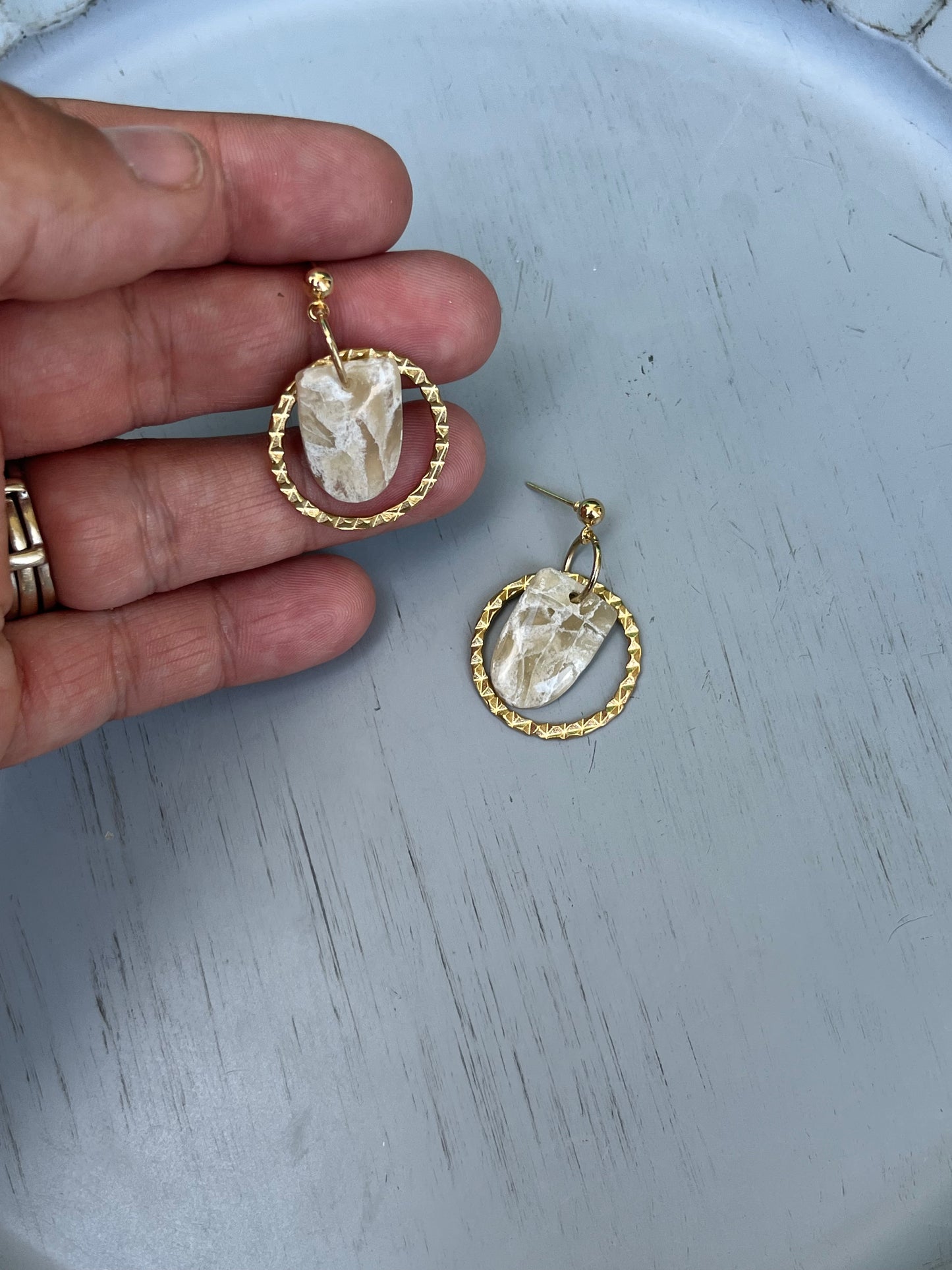 Stone Gold Hoop