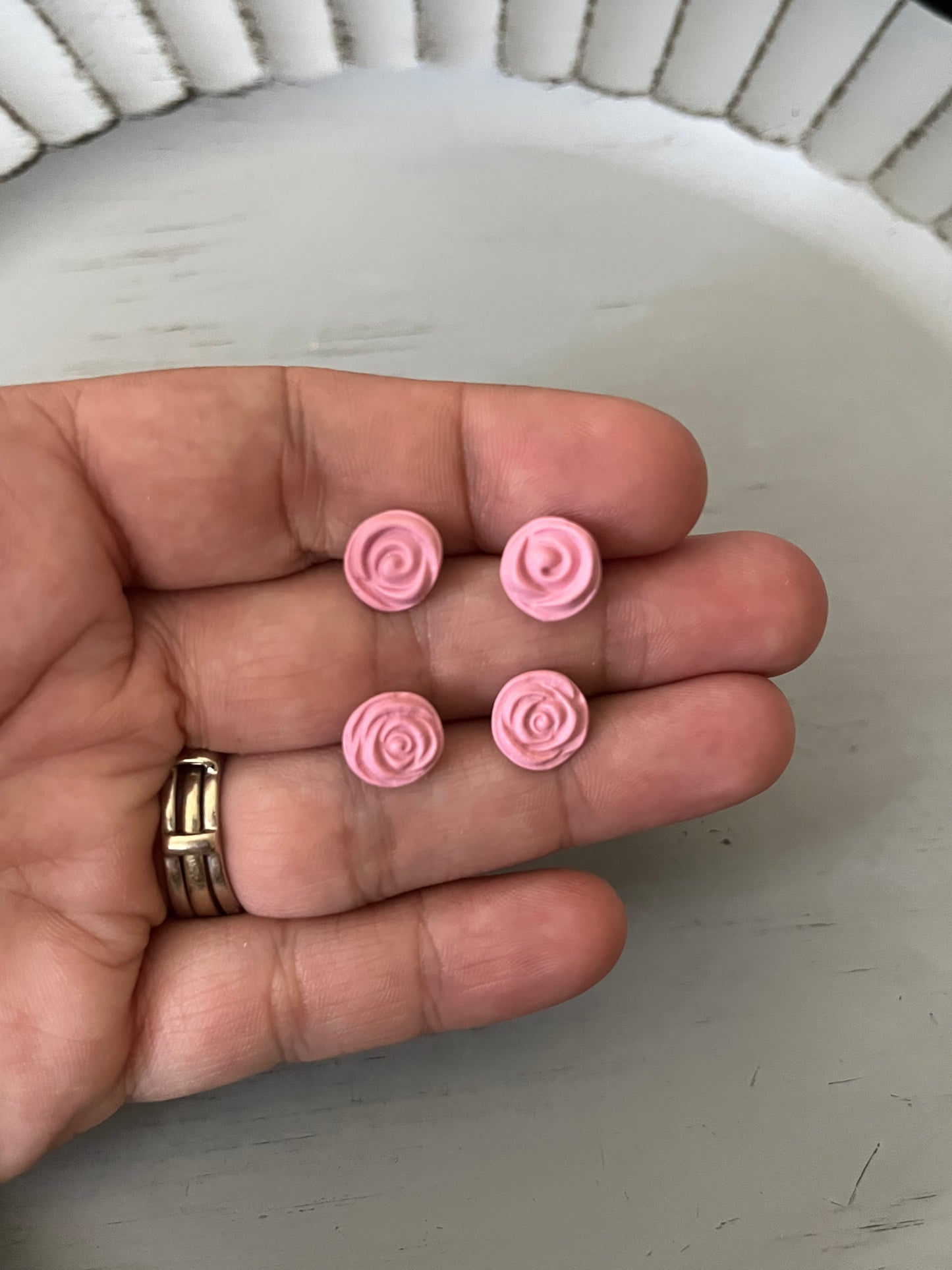 Pink Rose Studs