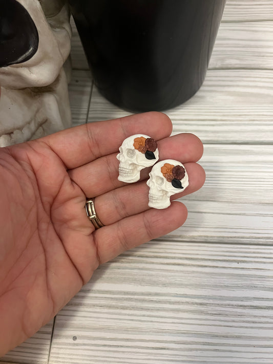 Flowered Skull Large Stud